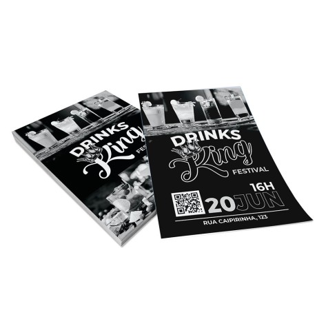 PANFLETOS, FLYERS E FOLHETOS APERGAMINHADO  75G 150X105MM Preto e branco frente e verso - 500 un.