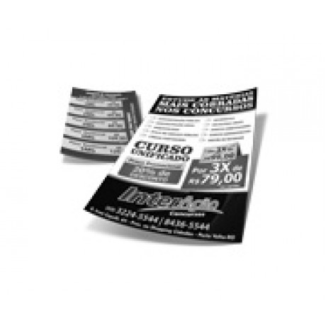 PANFLETOS, FLYERS E FOLHETOS APERGAMINHADO  75G 150X105MM Preto e branco frente e verso - 2500 un.