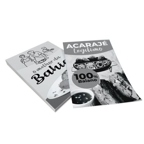 PANFLETOS, FLYERS E FOLHETOS APERGAMINHADO  75G 150X105MM Preto e branco frente e verso - 2500 un.