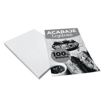 PANFLETOS, FLYERS E FOLHETOS APERGAMINHADO  75G 150X105MM Preto e branco frente - 1000 un.