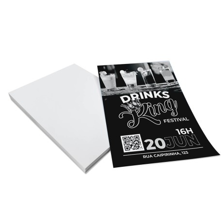 PANFLETOS, FLYERS E FOLHETOS APERGAMINHADO  75G 150X105MM Preto e branco frente - 500 un.