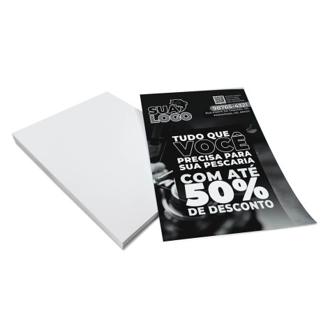 PANFLETOS, FLYERS E FOLHETOS APERGAMINHADO  75G 150X210MM Preto e branco frente - 500 un.