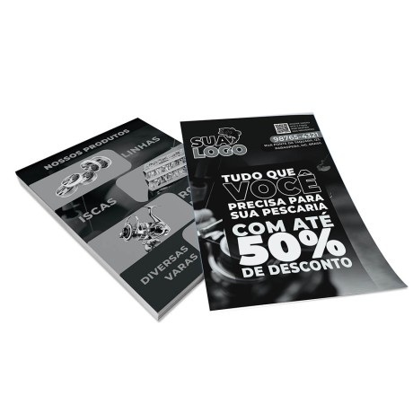 PANFLETOS, FLYERS E FOLHETOS APERGAMINHADO  75G 150X210MM Preto e branco frente e verso - 500 un.