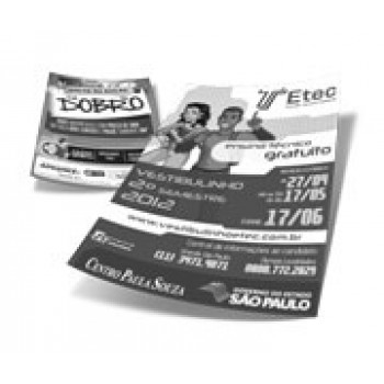 PANFLETOS, FLYERS E FOLHETOS APERGAMINHADO  75G 300X210MM Preto e branco frente e verso - 2500 un.