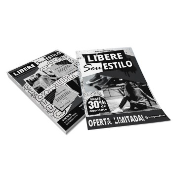 PANFLETOS, FLYERS E FOLHETOS APERGAMINHADO  75G 300X420MM Preto e branco frente e verso - 500 un.
