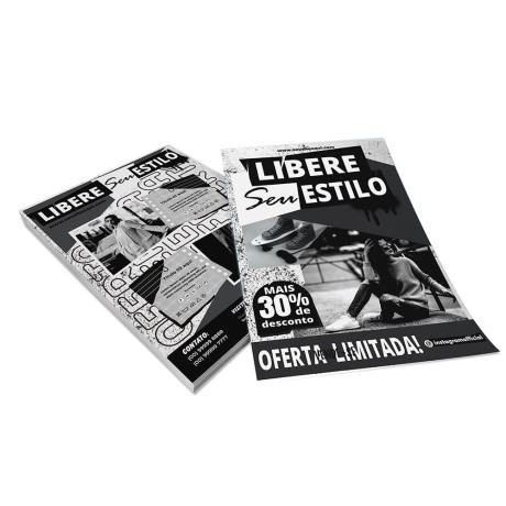 PANFLETOS, FLYERS E FOLHETOS APERGAMINHADO  75G 300X420MM Preto e branco frente e verso - 500 un.