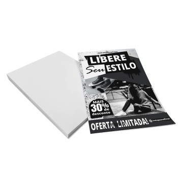 PANFLETOS, FLYERS E FOLHETOS APERGAMINHADO  75G 300X420MM Preto e branco frente - 500 un.