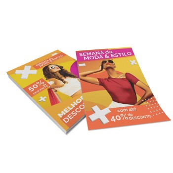 PANFLETOS, FLYERS E FOLHETOS APERGAMINHADO  90G 150X105MM Colorido frente e verso - 10000 un.