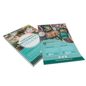 PANFLETOS, FLYERS E FOLHETOS APERGAMINHADO  90G 150X105MM Colorido frente e verso - 2500 un.