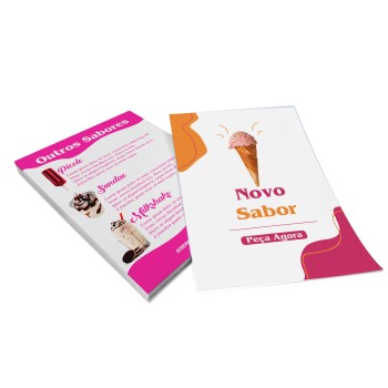 PANFLETOS, FLYERS E FOLHETOS APERGAMINHADO  90G 150X210MM Colorido frente e verso - 50 un.
