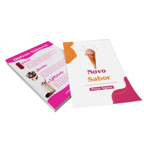 PANFLETOS, FLYERS E FOLHETOS APERGAMINHADO  90G 150X210MM Colorido frente e verso - 50 un.