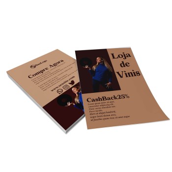 PANFLETOS, FLYERS E FOLHETOS APERGAMINHADO  90G 150X210MM Colorido frente e verso - 100 un.