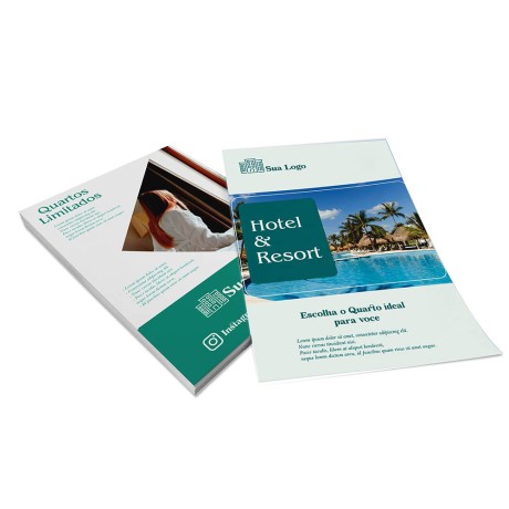 PANFLETOS, FLYERS E FOLHETOS APERGAMINHADO  90G 210X300MM Colorido frente e verso - 50 un.