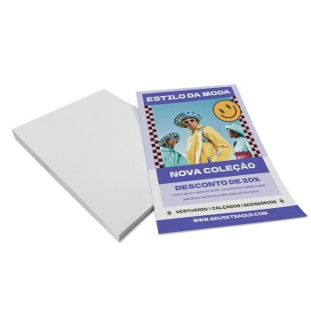 PANFLETOS, FLYERS E FOLHETOS APERGAMINHADO 150G 150X210MM Colorido frente - 250 un.