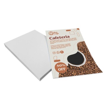 PANFLETOS, FLYERS E FOLHETOS APERGAMINHADO 150G 300X210MM Colorido frente - 500 un.