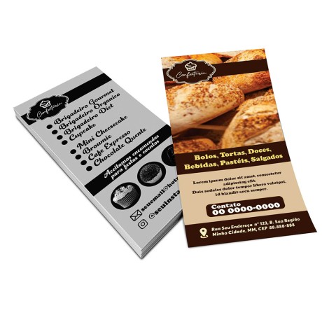 PANFLETOS, FLYERS E FOLHETOS APERGAMINHADO 180G 100X210MM Colorido frente e preto e branco verso - 1000 un.