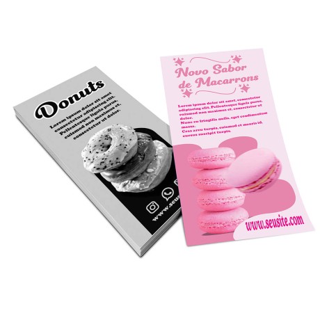 PANFLETOS, FLYERS E FOLHETOS APERGAMINHADO 180G 100X210MM Colorido frente e preto e branco verso - 250 un.