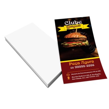 PANFLETOS, FLYERS E FOLHETOS APERGAMINHADO 180G 100X210MM Colorido frente - 100 un.