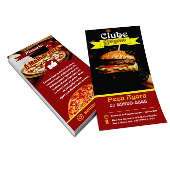 PANFLETOS, FLYERS E FOLHETOS APERGAMINHADO 180G 100X210MM Colorido frente e verso - 100 un.