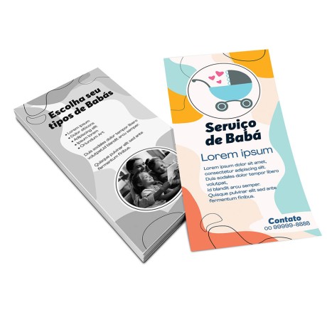 PANFLETOS, FLYERS E FOLHETOS APERGAMINHADO 180G 100X210MM Colorido frente e preto e branco verso - 50 un.