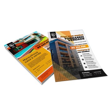 PANFLETOS, FLYERS E FOLHETOS APERGAMINHADO 180G 150X105MM Colorido frente e verso - 1000 un.