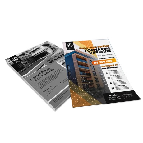 PANFLETOS, FLYERS E FOLHETOS APERGAMINHADO 180G 150X105MM Colorido frente e preto e branco verso - 1000 un.