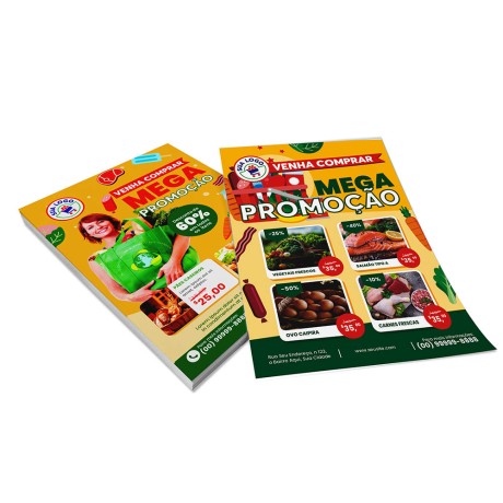 PANFLETOS, FLYERS E FOLHETOS APERGAMINHADO 180G 150X105MM Colorido frente e verso - 50 un.
