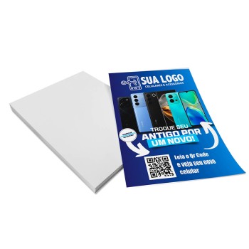 PANFLETOS, FLYERS E FOLHETOS APERGAMINHADO 180G 150X210MM Colorido frente - 100 un.