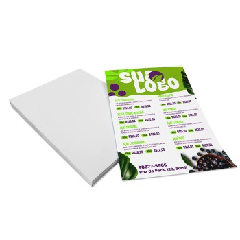 PANFLETOS, FLYERS E FOLHETOS APERGAMINHADO 180G 300X210MM Colorido frente - 100 un.