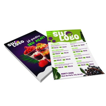 PANFLETOS, FLYERS E FOLHETOS APERGAMINHADO 180G 300X210MM Colorido frente e verso - 100 un.