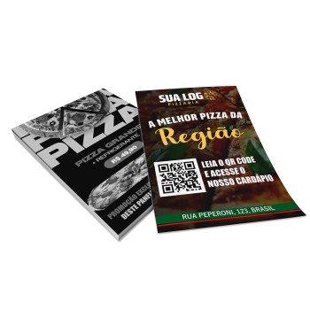 PANFLETOS, FLYERS E FOLHETOS APERGAMINHADO 180G 300X210MM Colorido frente e preto e branco verso - 50 un.