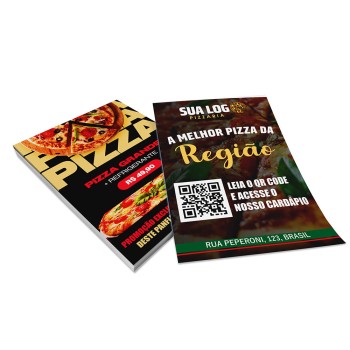 PANFLETOS, FLYERS E FOLHETOS APERGAMINHADO 180G 300X210MM Colorido frente e verso - 50 un.