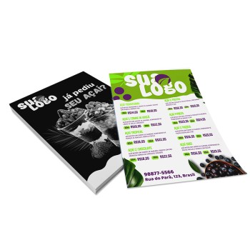 PANFLETOS, FLYERS E FOLHETOS APERGAMINHADO 180G 300X210MM Colorido frente e preto e branco verso - 100 un.
