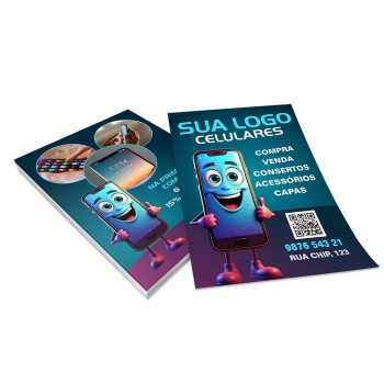 PANFLETOS, FLYERS E FOLHETOS APERGAMINHADO 240G 150X105MM Colorido frente e verso - 100 un.