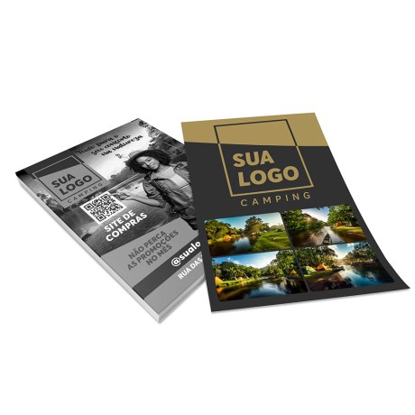 PANFLETOS, FLYERS E FOLHETOS APERGAMINHADO 240G 150X210MM Colorido frente e preto e branco verso - 50 un.