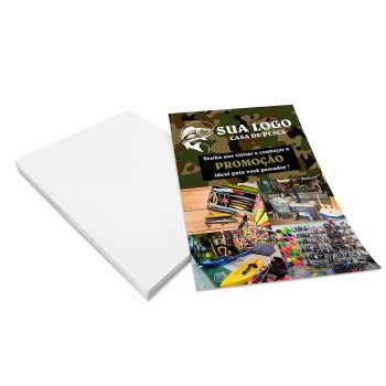 PANFLETOS, FLYERS E FOLHETOS APERGAMINHADO 240G 300X210MM Colorido frente - 100 un.