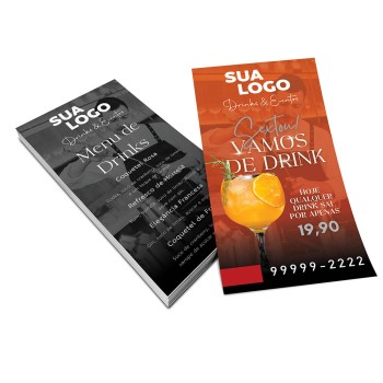 PANFLETOS, FLYERS E FOLHETOS COUCHÊ 115G SEM VERNIZ 100X200MM Colorido frente e preto e branco verso - 10000 un.