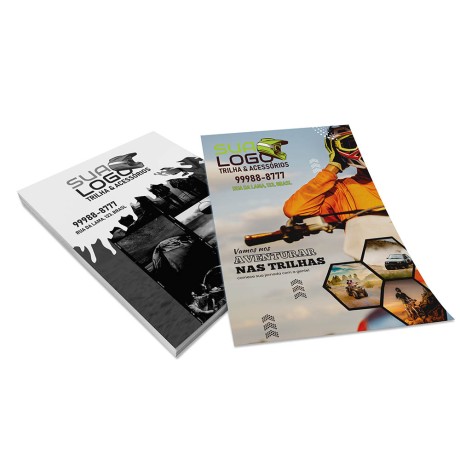 PANFLETOS, FLYERS E FOLHETOS COUCHÊ 115G SEM VERNIZ 150X100MM Colorido frente e preto e branco verso - 10000 un.