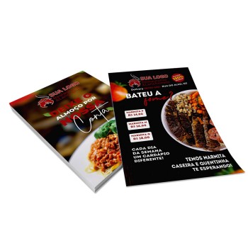 PANFLETOS, FLYERS E FOLHETOS COUCHÊ 150G SEM VERNIZ 150X100MM Colorido frente e verso - 1000 un.