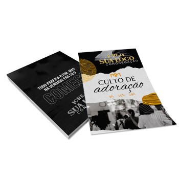 PANFLETOS, FLYERS E FOLHETOS COUCHÊ 150G SEM VERNIZ 300X200MM Colorido frente e preto e branco verso - 10000 un.