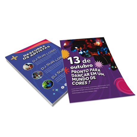 PANFLETOS, FLYERS E FOLHETOS COUCHÊ 150G SEM VERNIZ 300X200MM Colorido frente e verso - 300 un.