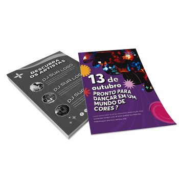 PANFLETOS, FLYERS E FOLHETOS COUCHÊ 150G SEM VERNIZ 300X200MM Colorido frente e preto e branco verso - 300 un.