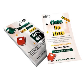 PANFLETOS, FLYERS E FOLHETOS COUCHÊ 150G VERNIZ UV TOTAL FRENTE E VERSO 100X200MM Colorido frente e verso - 1000 un.