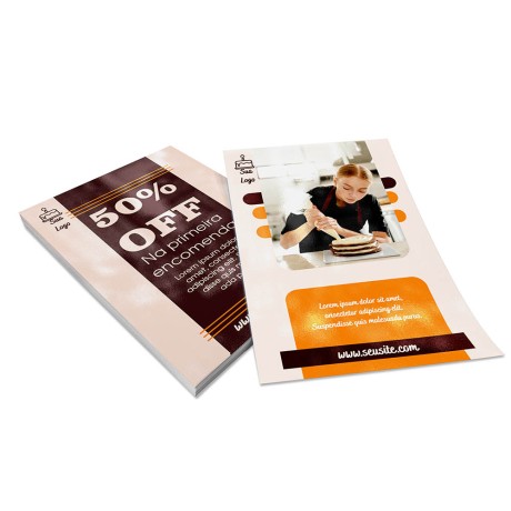 PANFLETOS, FLYERS E FOLHETOS COUCHÊ 150G VERNIZ UV TOTAL FRENTE E VERSO 150X100MM Colorido frente e verso - 5000 un.
