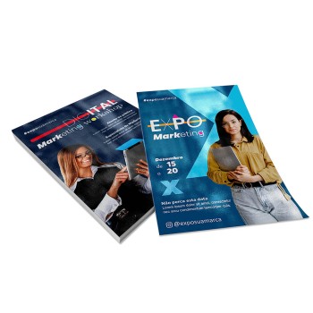 PANFLETOS, FLYERS E FOLHETOS COUCHÊ 150G VERNIZ UV TOTAL FRENTE E VERSO 300X200MM Colorido frente e verso - 250 un.