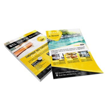 PANFLETOS, FLYERS E FOLHETOS COUCHÊ 150G VERNIZ UV TOTAL FRENTE E VERSO 300X200MM Colorido frente e verso - 5000 un.