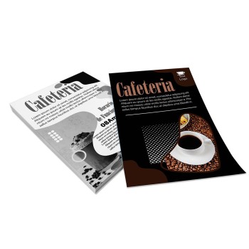 PANFLETOS, FLYERS E FOLHETOS COUCHÊ 70G 150X100MM Colorido frente e preto e branco verso - 5000 un.