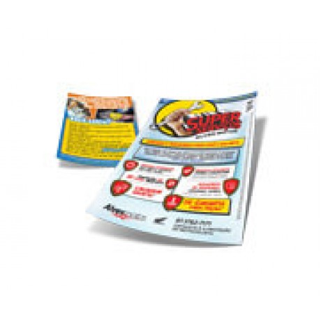 PANFLETOS, FLYERS E FOLHETOS COUCHE 70G 150X100MM Colorido frente e verso - 1000 un.