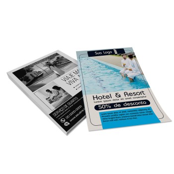 PANFLETOS, FLYERS E FOLHETOS COUCHÊ 70G 150X200MM Colorido frente e preto e branco verso - 25000 un.