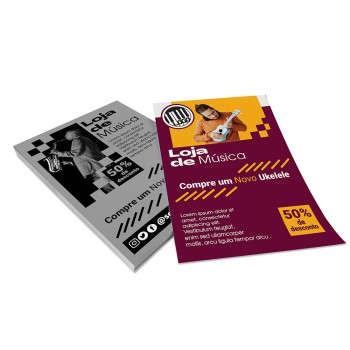 PANFLETOS, FLYERS E FOLHETOS COUCHÊ 90G SEM VERNIZ 100X140MM Colorido frente e preto e branco verso - 10000 un.